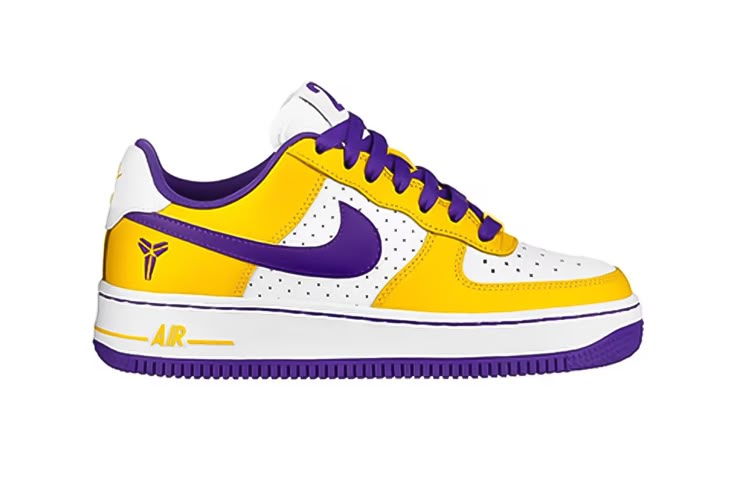 Nike Air Force 1 x Lakers yellow purple and white sneaker