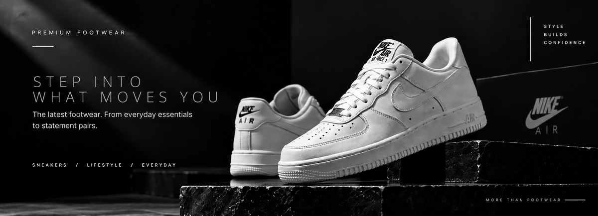 Premium footwear monochrome Air Force 1 hero - Step into what moves you